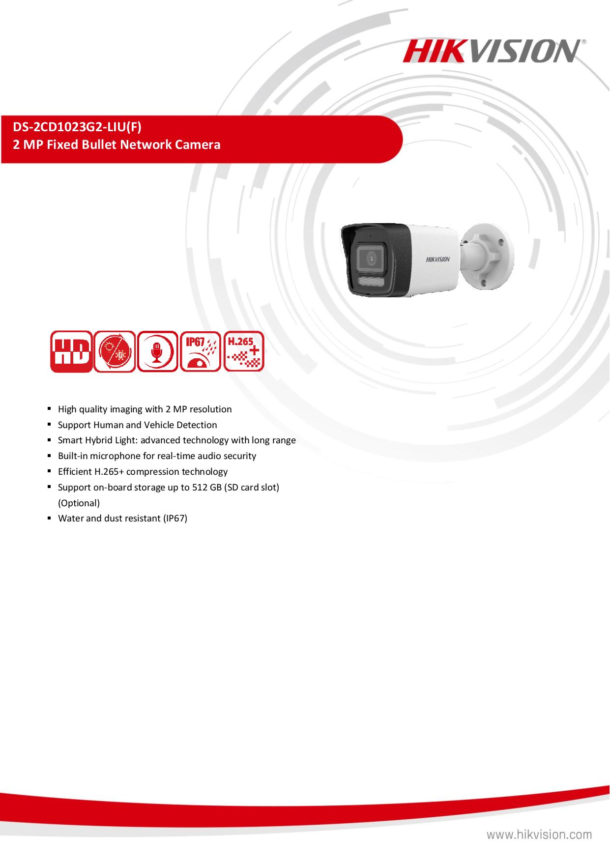 DS 2CD1023G2 LIU Ivision Tech   DS 2CD1023G2 LIUF Datasheet 20230914 Page 001 