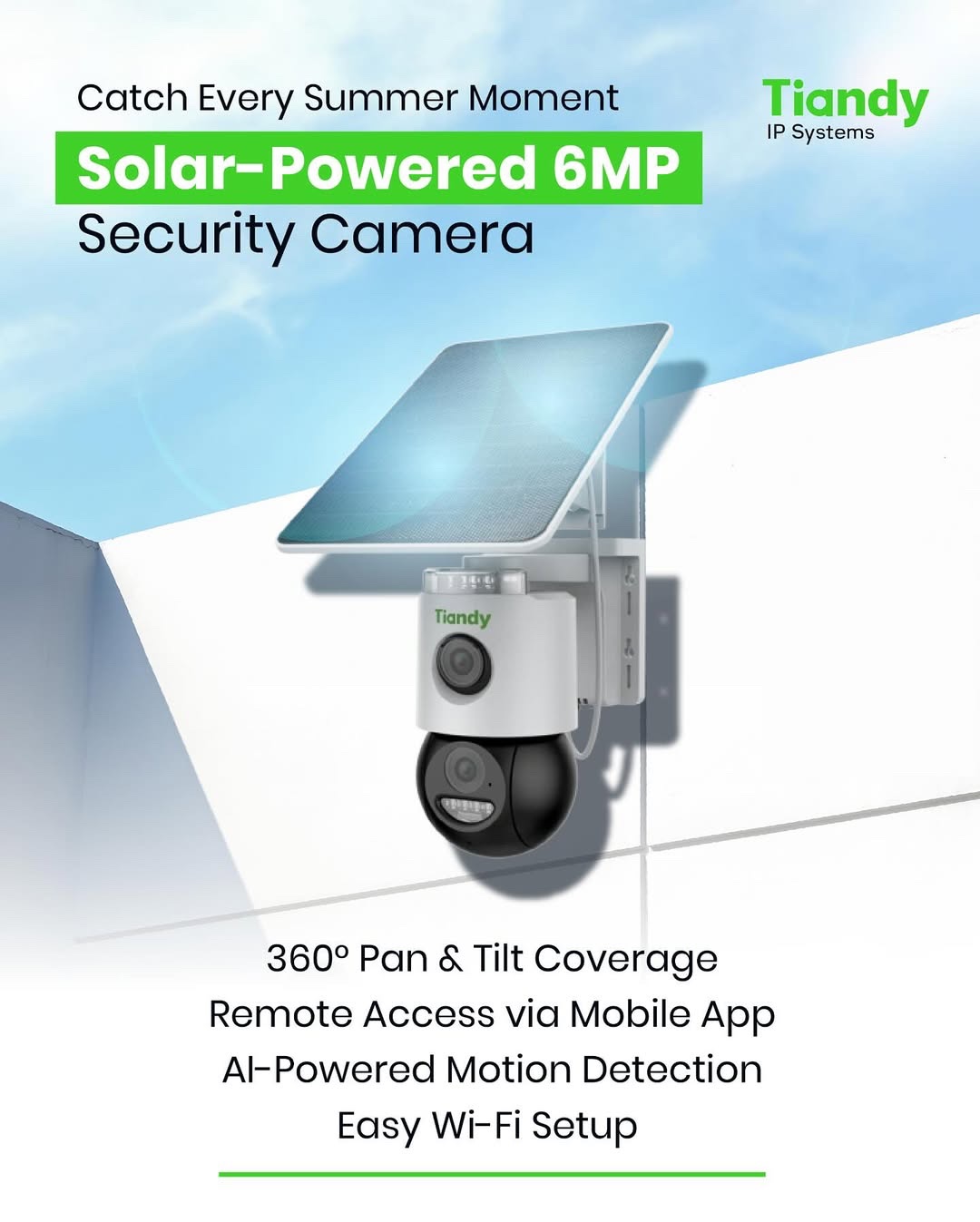 Tiandy TC-H363U W/4G/4.mm 6MP Color Maker 4G Solar PT Camera - Image 2