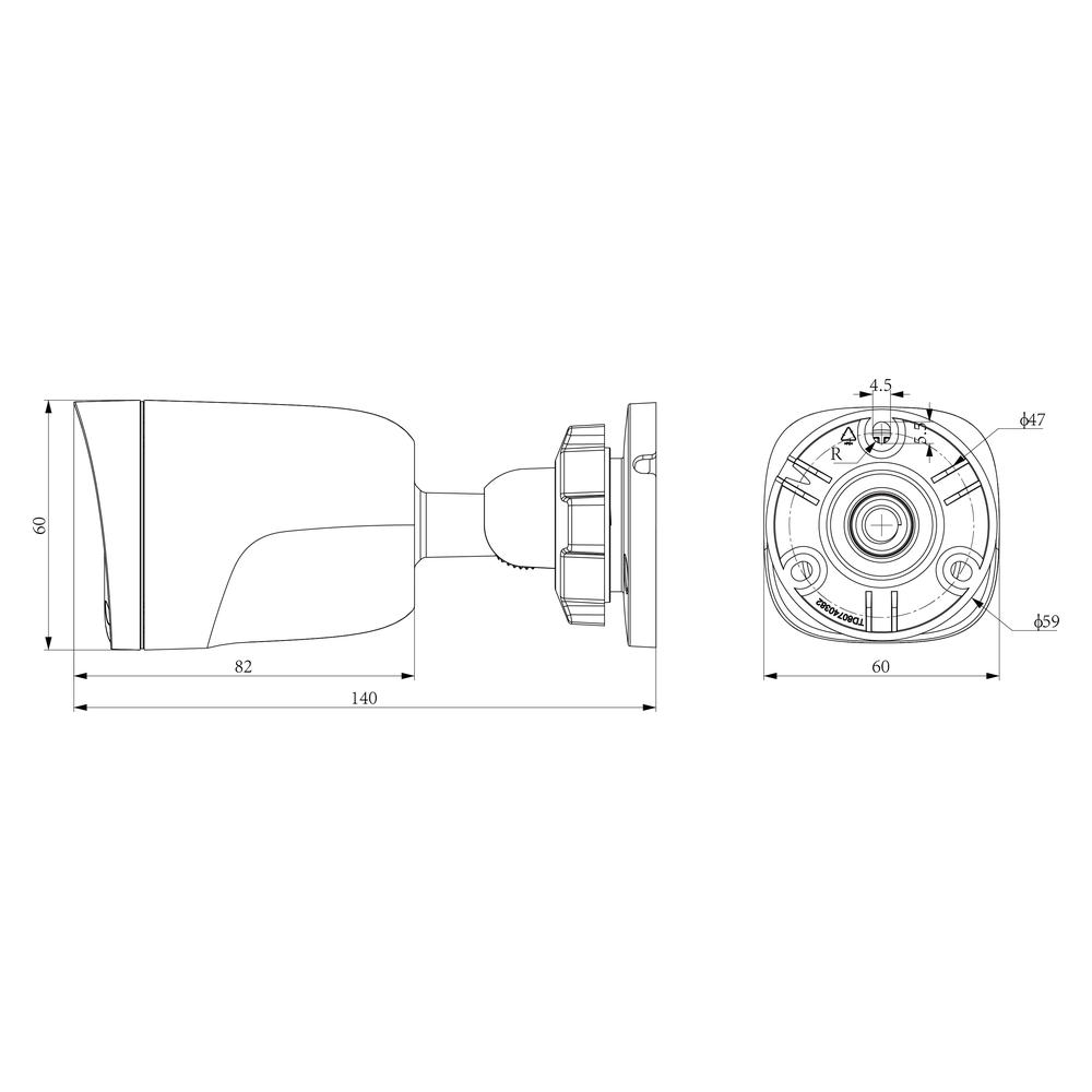 Tiandy TC-C331N 1CNB-2.8MM Bullet Camera - dimensions